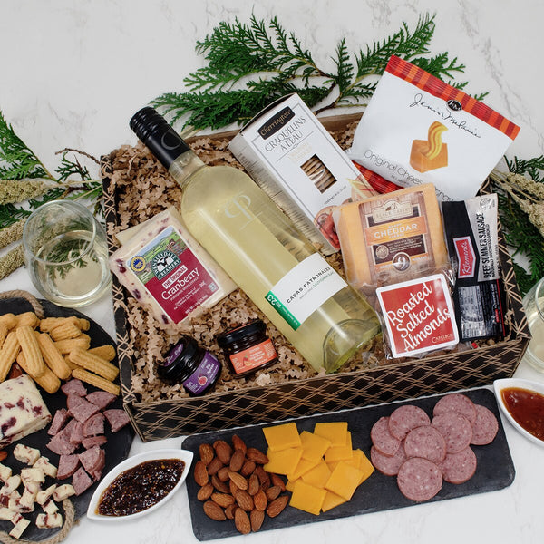 Wine, Cheese & Gourmet Snacks Gift Box