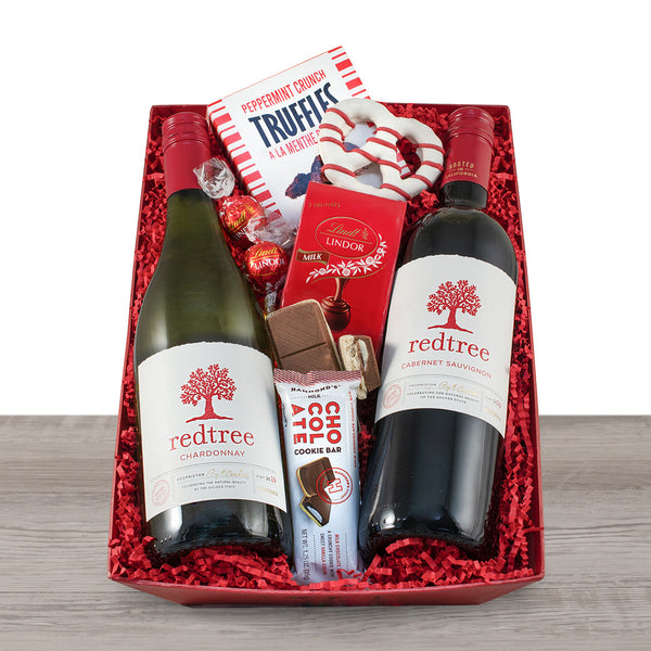 Jolly Red & White Wine Gift Basket