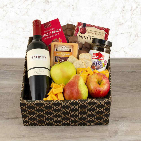 Red Wine, Fruit & Cheese Gift Basket