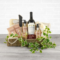 Spa Treatment & Red Cabernet Wine Gift Basket